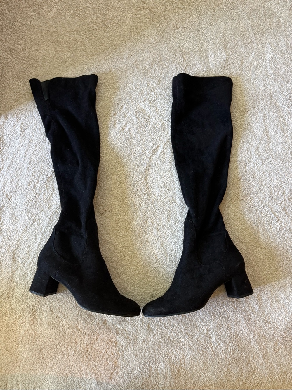 Zara Black Over the Knee Suede Block Heel Boots